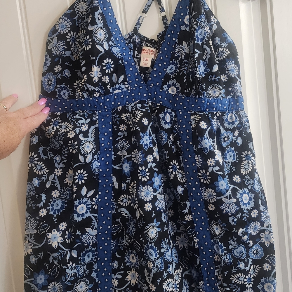 Flower Print Spaghetti strap Mini dress XL